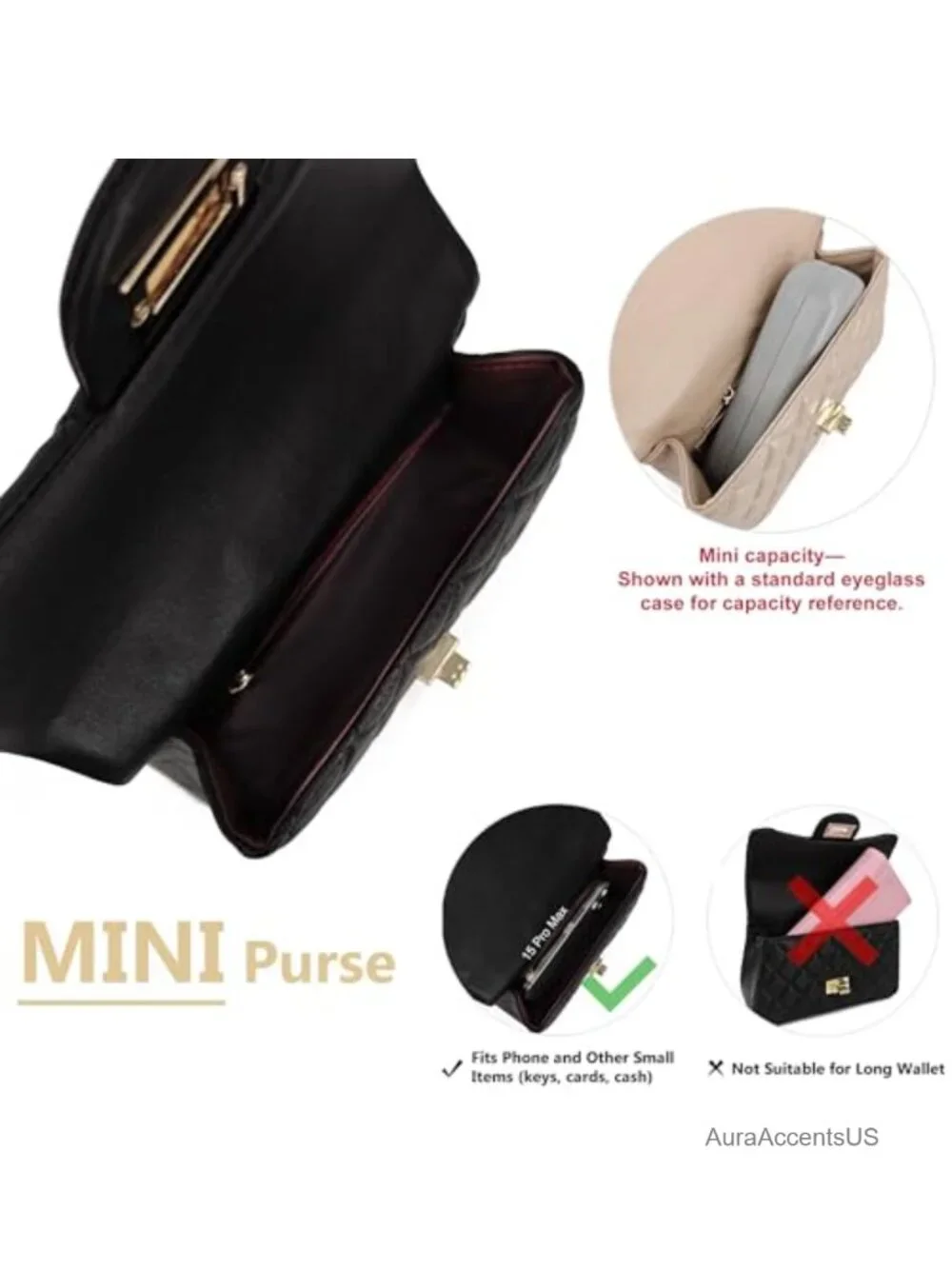 Quilted Leather Crossbody Bag with Gold Chain Strap and Top Handle